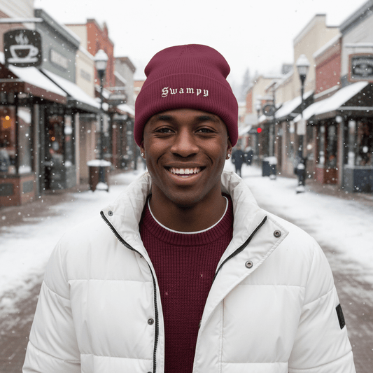 Rib Knit Beanie - Burgandy - Swampy Couture - beanie