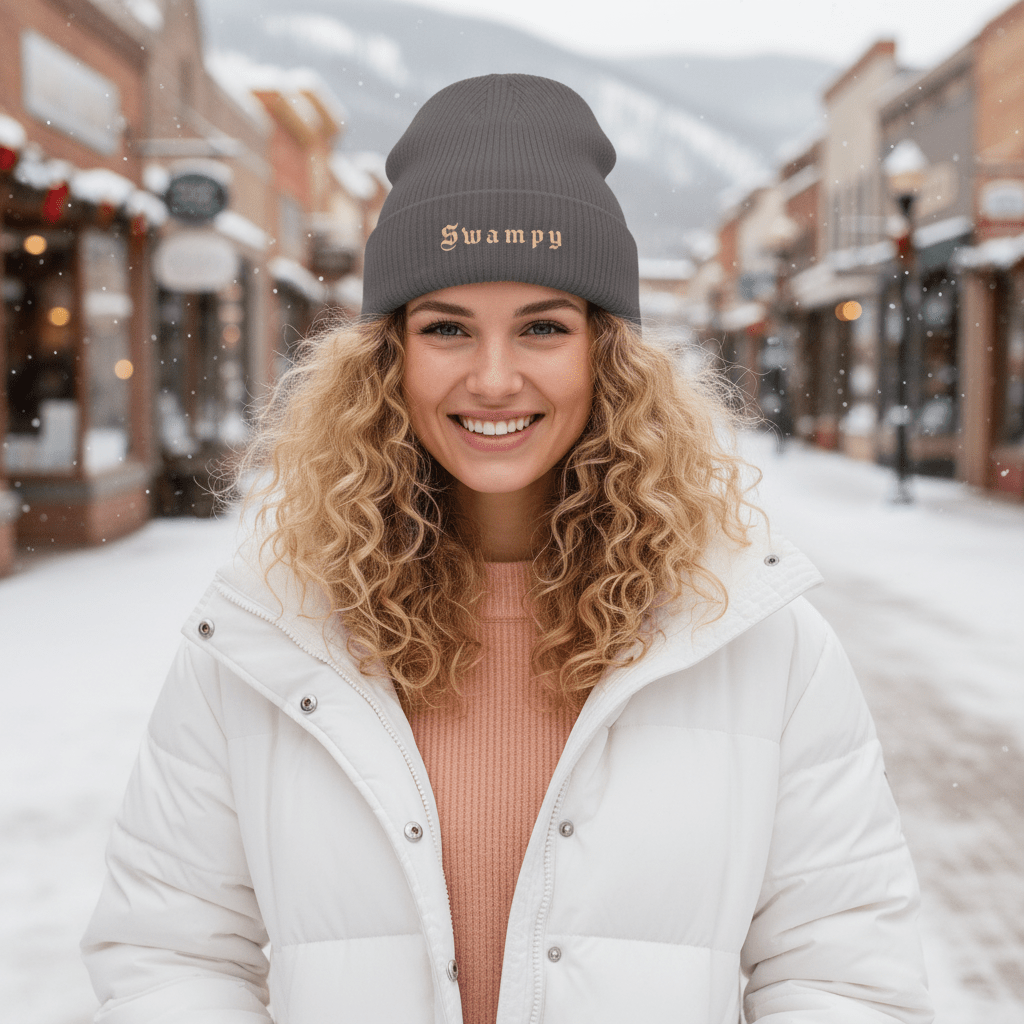 Rib Knit Beanie - Dark Grey - Swampy Couture - beanie