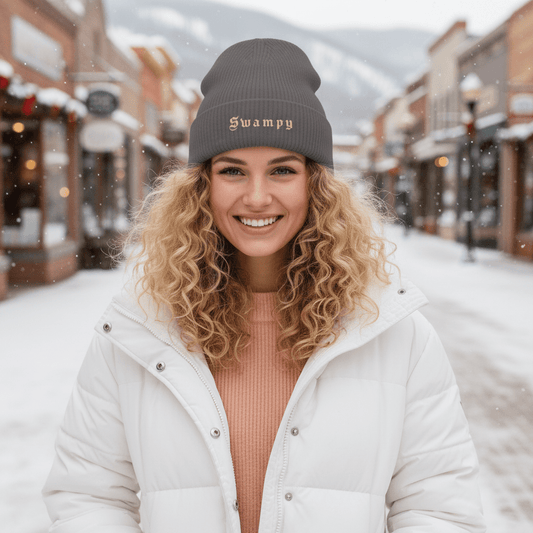 Rib Knit Beanie - Dark Grey - Swampy Couture - beanie