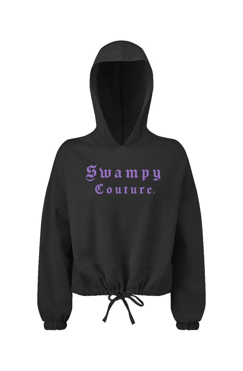 Women's Cropped Oversize Hooded Sweatshirt - Black - Swampy Couture - hoodie