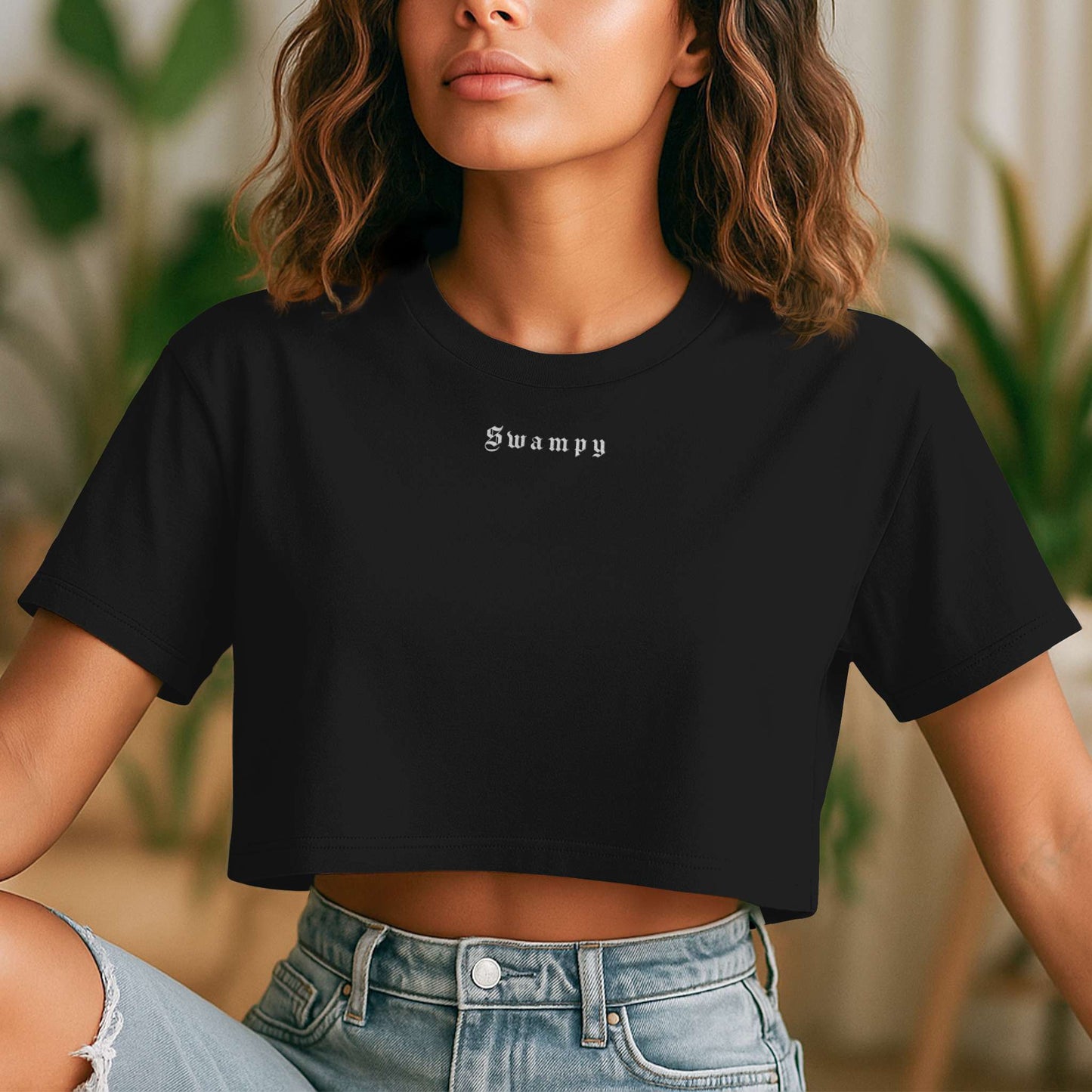 Cali Crop Top - Black - Swampy Couture - tshirt