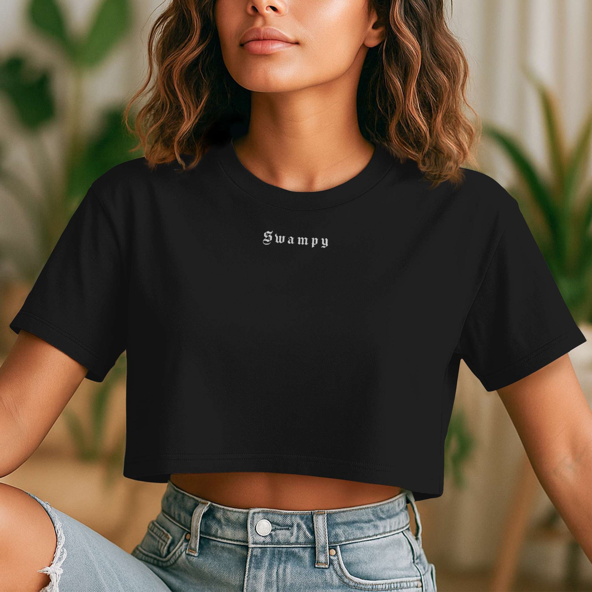 Cali Crop Top - Black - Swampy Couture - tshirt