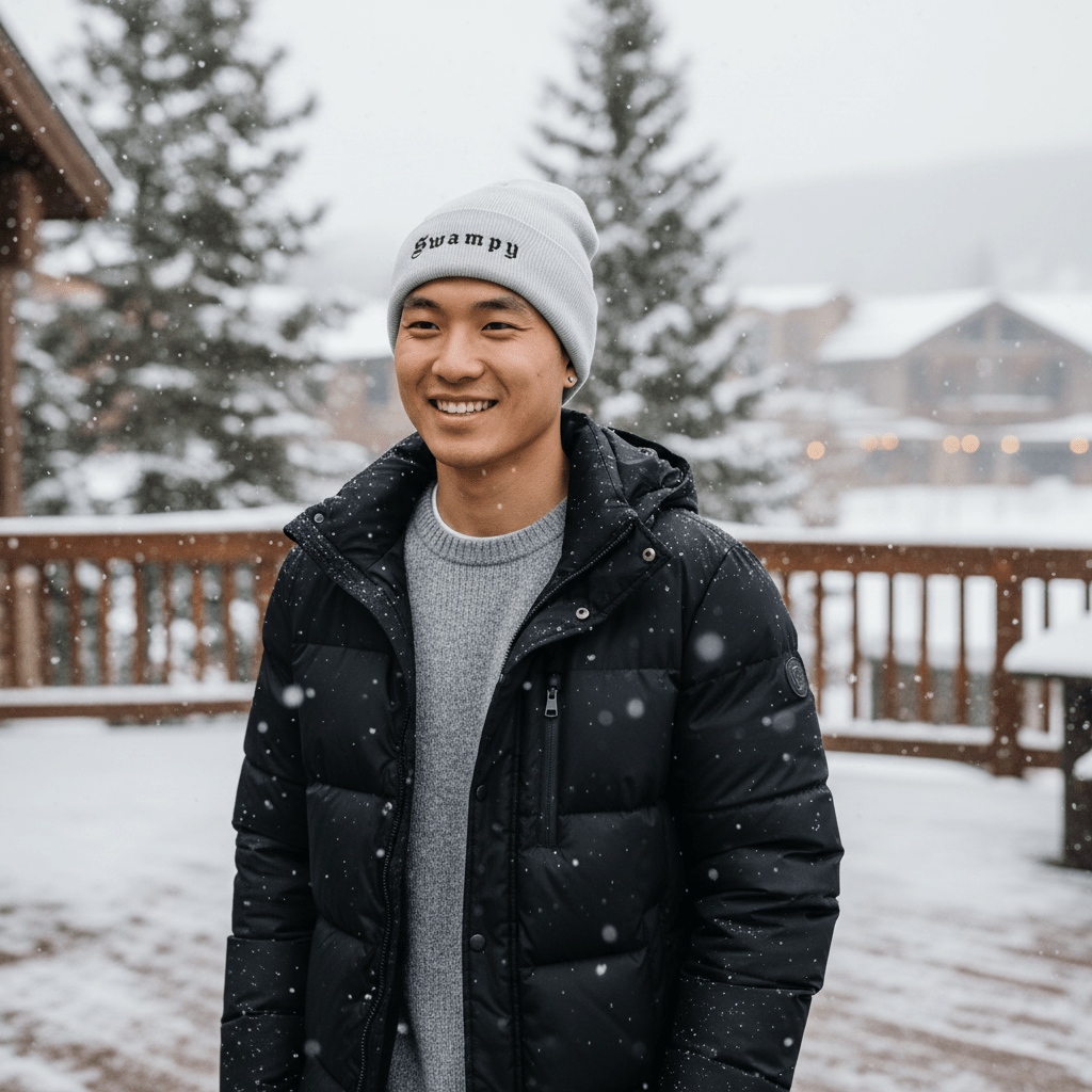 Cuff Beanie - White Heather - Swampy Couture - beanie