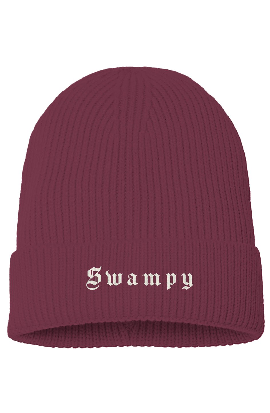 Rib Knit Beanie - Burgandy - Swampy Couture - beanie