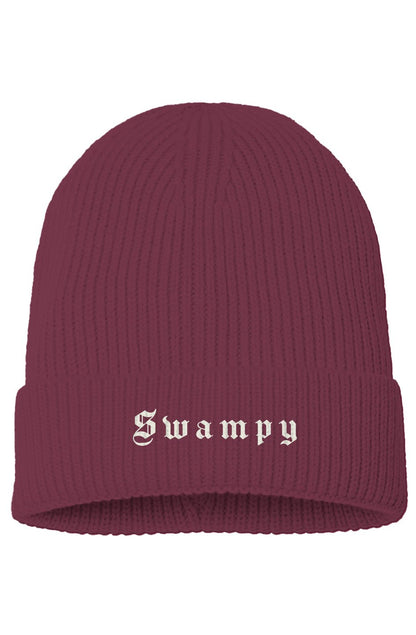 Rib Knit Beanie - Burgandy - Swampy Couture - beanie