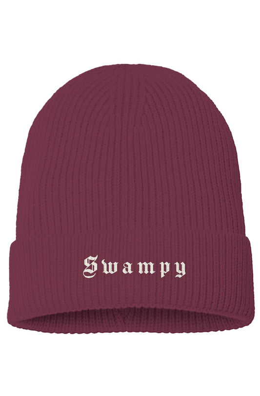 Rib Knit Beanie - Burgandy - Swampy Couture - beanie