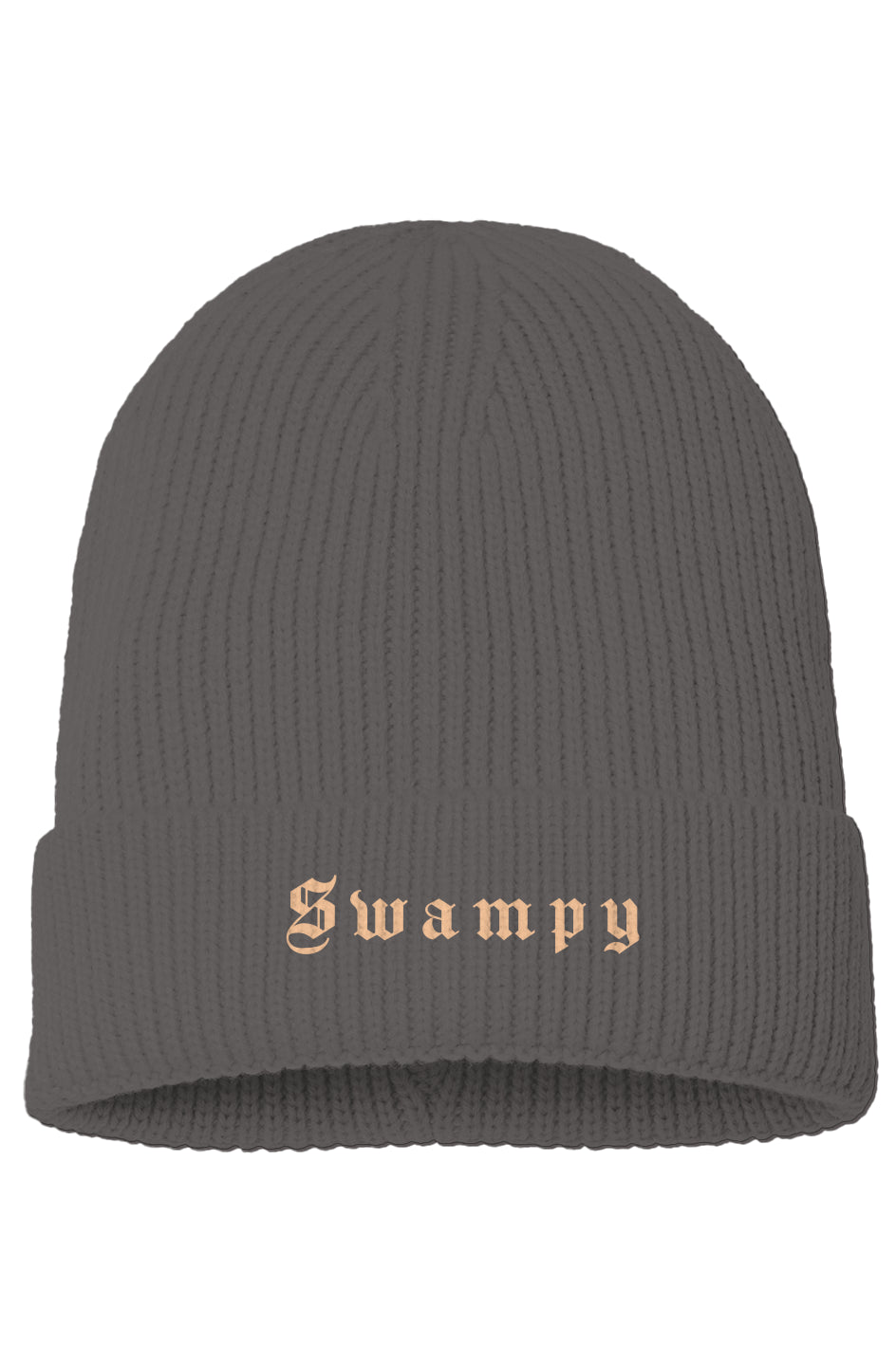 Rib Knit Beanie - Dark Grey - Swampy Couture - beanie