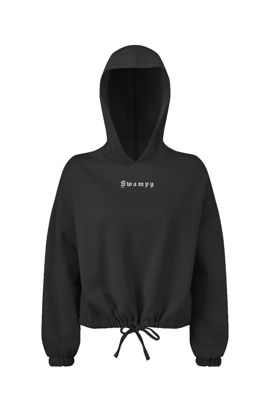 Women's Cropped Oversize Hooded Sweatshirt - Black - Swampy Couture - hoodie