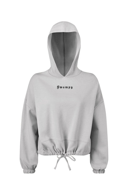 Women's Cropped Oversize Hooded Sweatshirt - White - Swampy Couture - hoodie