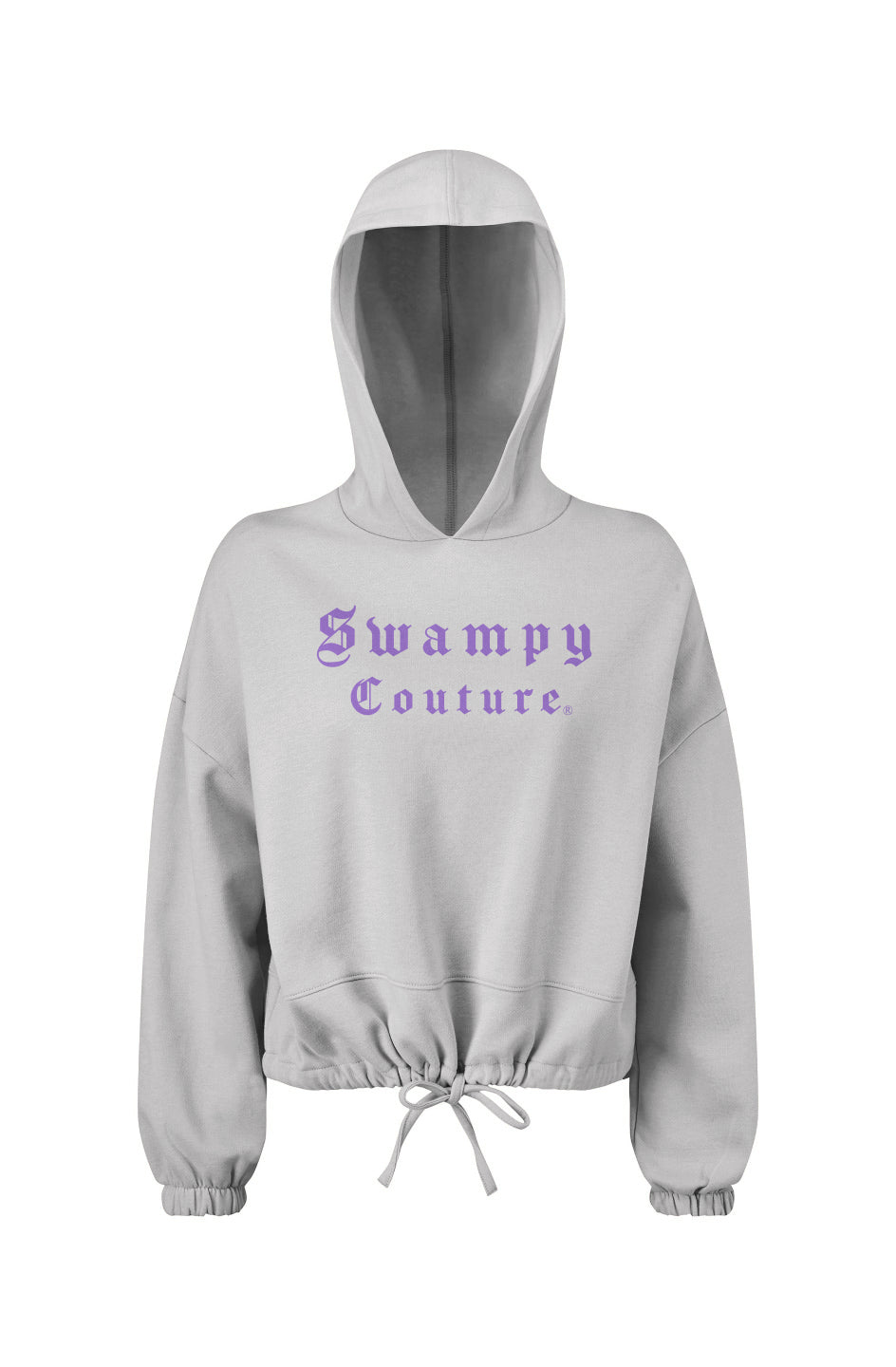 Women's Cropped Oversize Hooded Sweatshirt - White - Swampy Couture - hoodie